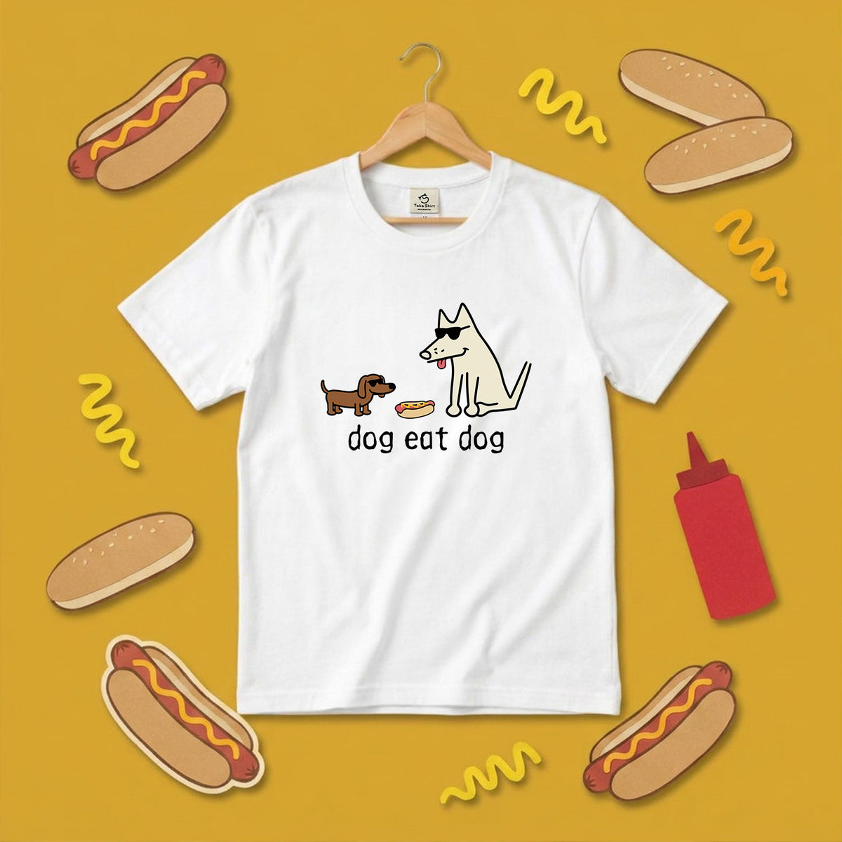 面白い 犬 Tシャツ dog eat dog ダックスフンド かわいい シュール イラスト 犬好き ギフト 人気