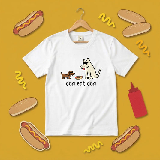 面白い 犬 Tシャツ dog eat dog ダックスフンド かわいい シュール イラスト 犬好き ギフト 人気