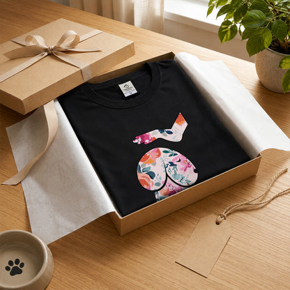 FLOWER DOG ART | おしゃれ 犬 イラスト ボタニカル柄 Tシャツ【愛犬家・アウトドア・イベント・ギフトに最適】