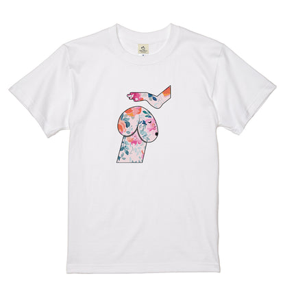 FLOWER DOG ART | おしゃれ 犬 イラスト ボタニカル柄 Tシャツ【愛犬家・アウトドア・イベント・ギフトに最適】