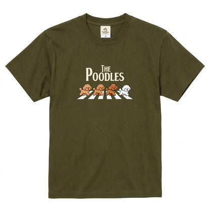 THE POODLES | プードル 横断歩道 ゆるかわパロディTシャツ【犬好き・犬服お揃い・ギフトに最適】