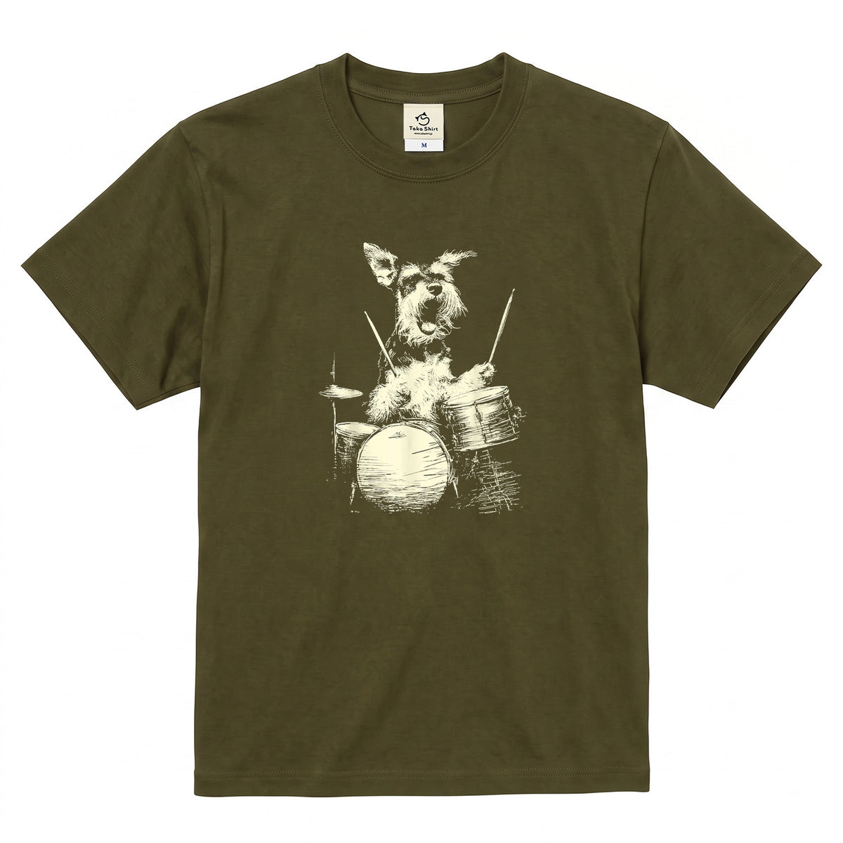 シュナウザー ドラム Tシャツ｜愛犬・音楽好き・ロック・イラスト・かっこいいに人気