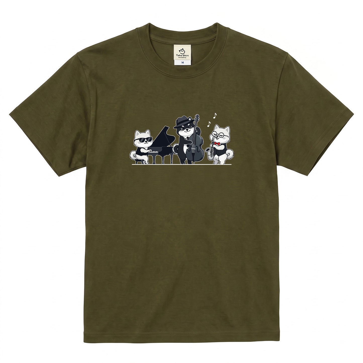 犬ジャズバンド ポメラニアンTシャツ | 音楽好き・犬好きに人気
