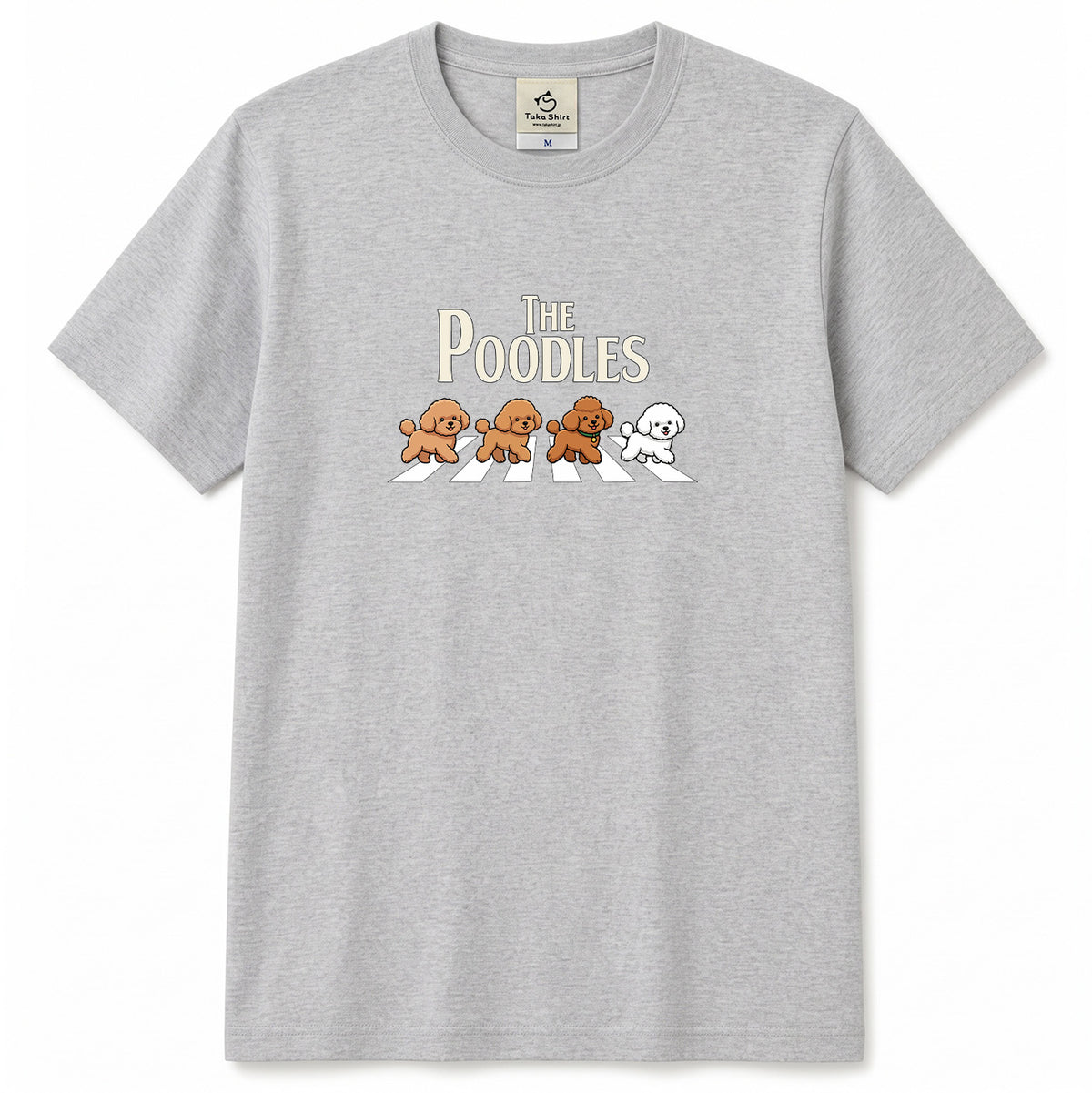 THE POODLES | プードル 横断歩道 ゆるかわパロディTシャツ【犬好き・犬服お揃い・ギフトに最適】