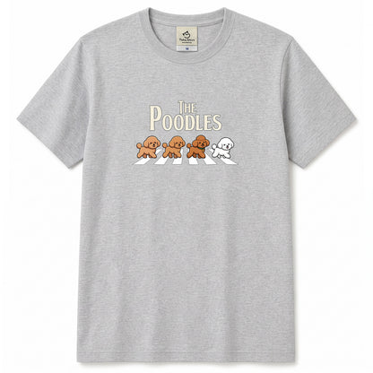 THE POODLES | プードル 横断歩道 ゆるかわパロディTシャツ【犬好き・犬服お揃い・ギフトに最適】