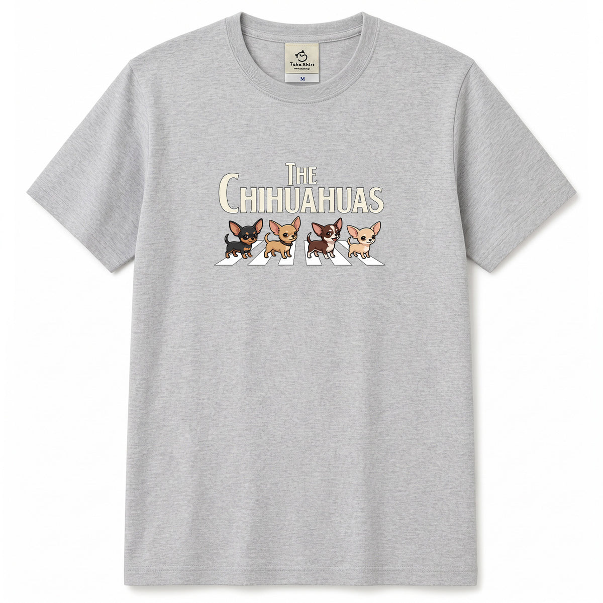 THE CHIHUAHUAS | チワワ 横断歩道 ゆるかわパロディTシャツ【犬好き・愛犬家・ギフトに最適】