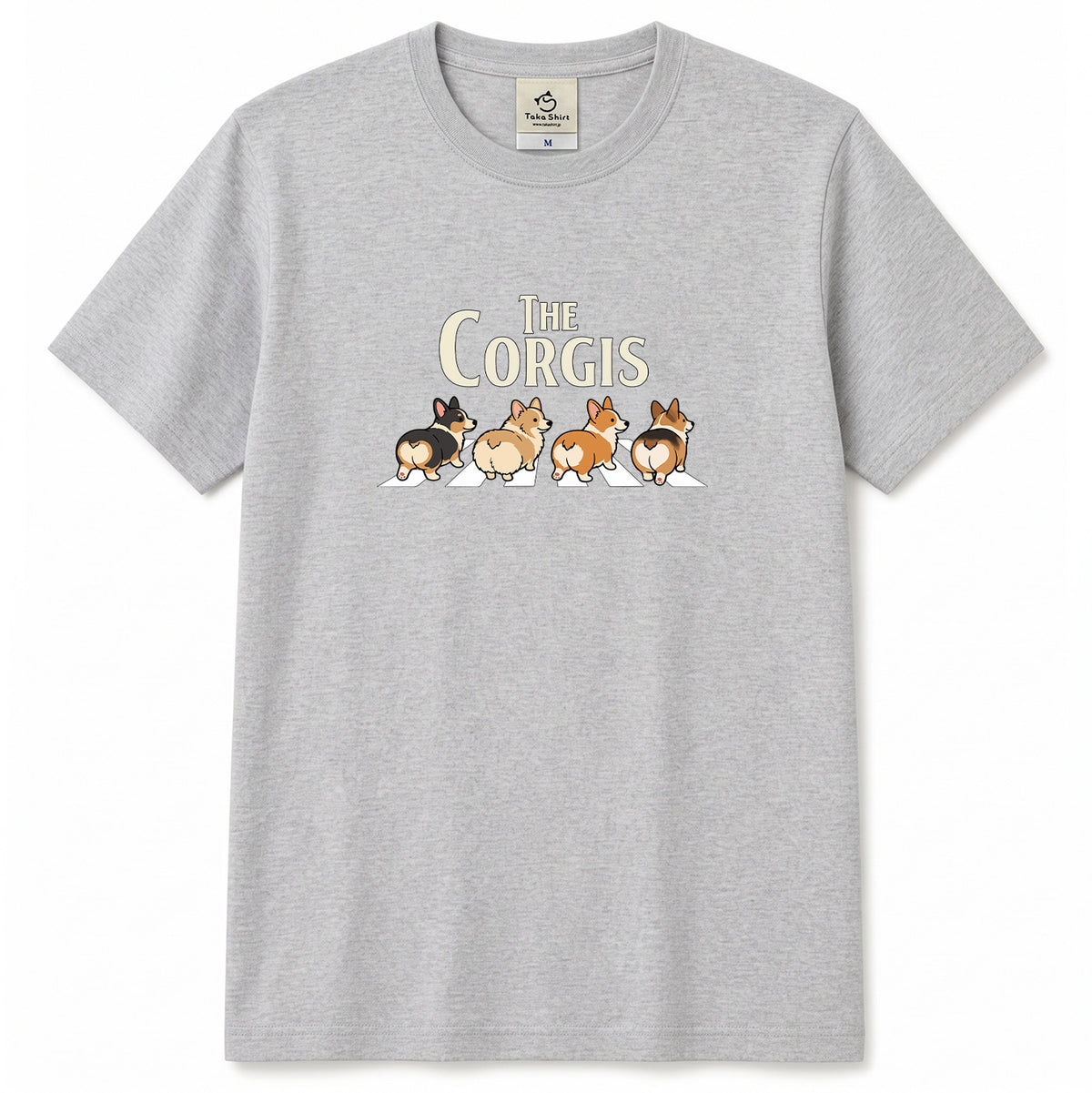 THE CORGIS | コーギー 横断歩道 ゆるかわパロディTシャツ【犬好き・愛犬家・ギフトに最適】