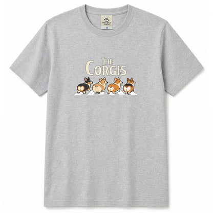 THE CORGIS | コーギー 横断歩道 ゆるかわパロディTシャツ【犬好き・愛犬家・ギフトに最適】