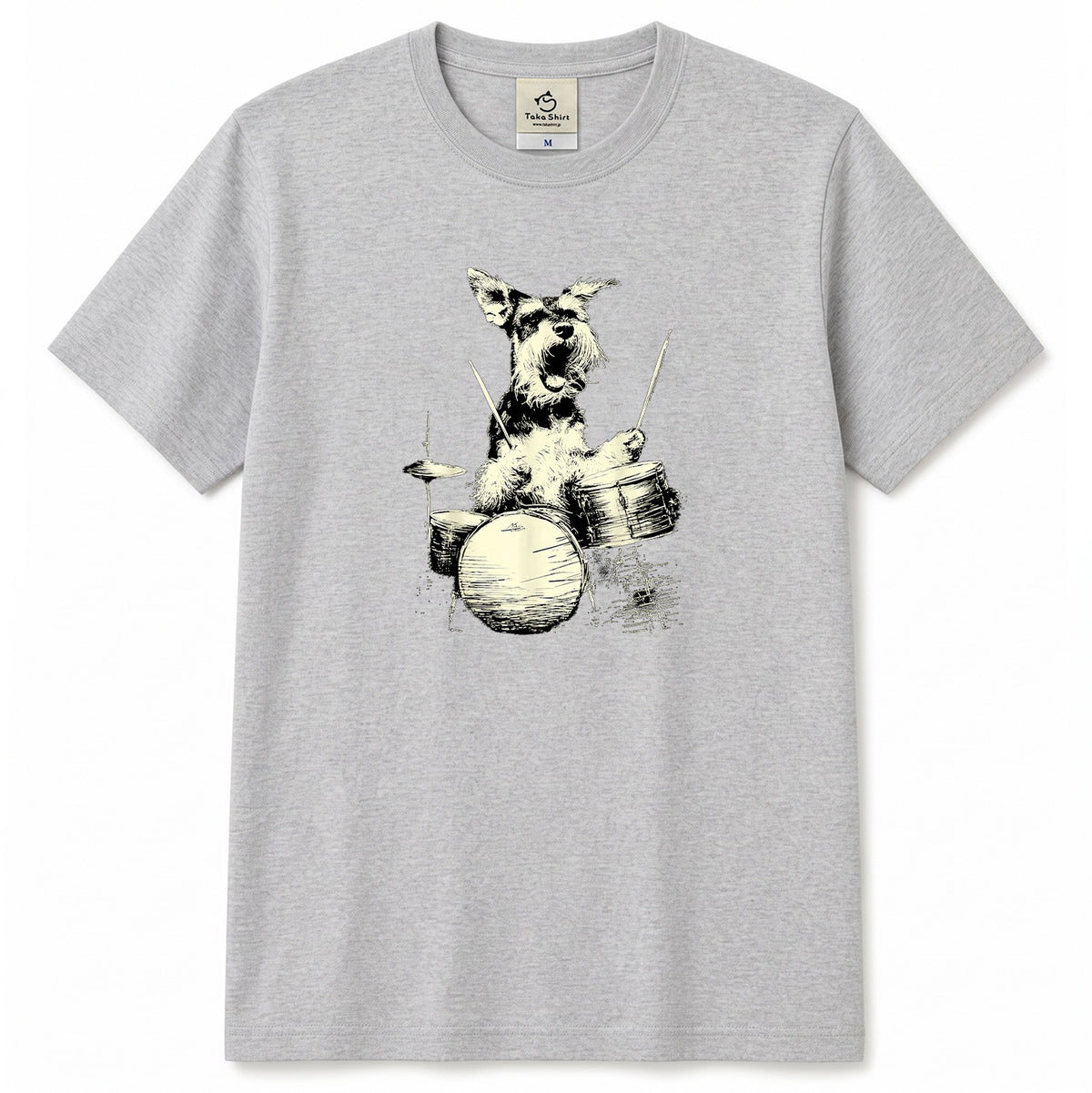 シュナウザー ドラム Tシャツ｜愛犬・音楽好き・ロック・イラスト・かっこいいに人気