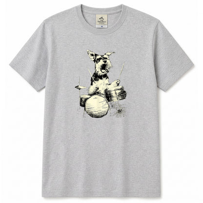 シュナウザー ドラム Tシャツ｜愛犬・音楽好き・ロック・イラスト・かっこいいに人気