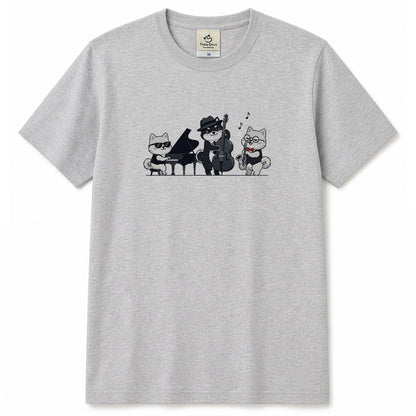犬ジャズバンド ポメラニアンTシャツ | 音楽好き・犬好きに人気