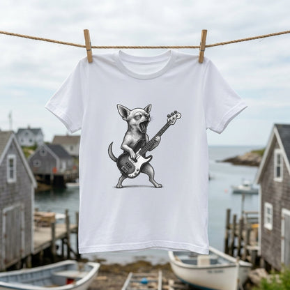 チワワ ベース ギター Tシャツ｜犬好き・ベーシスト・バンド・可愛い・面白い・音楽好きに人気