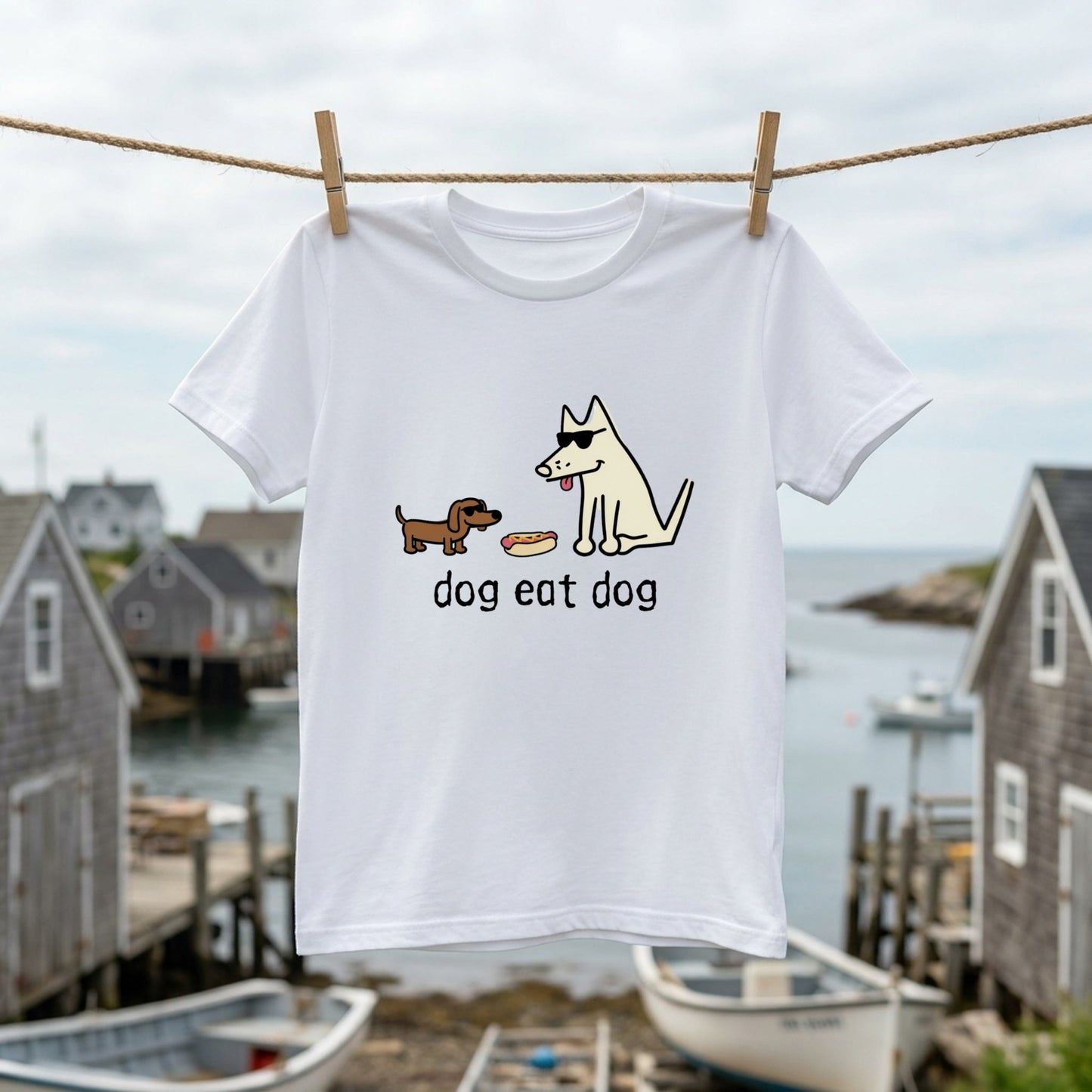 面白い 犬 Tシャツ dog eat dog ダックスフンド かわいい シュール イラスト 犬好き ギフト 人気