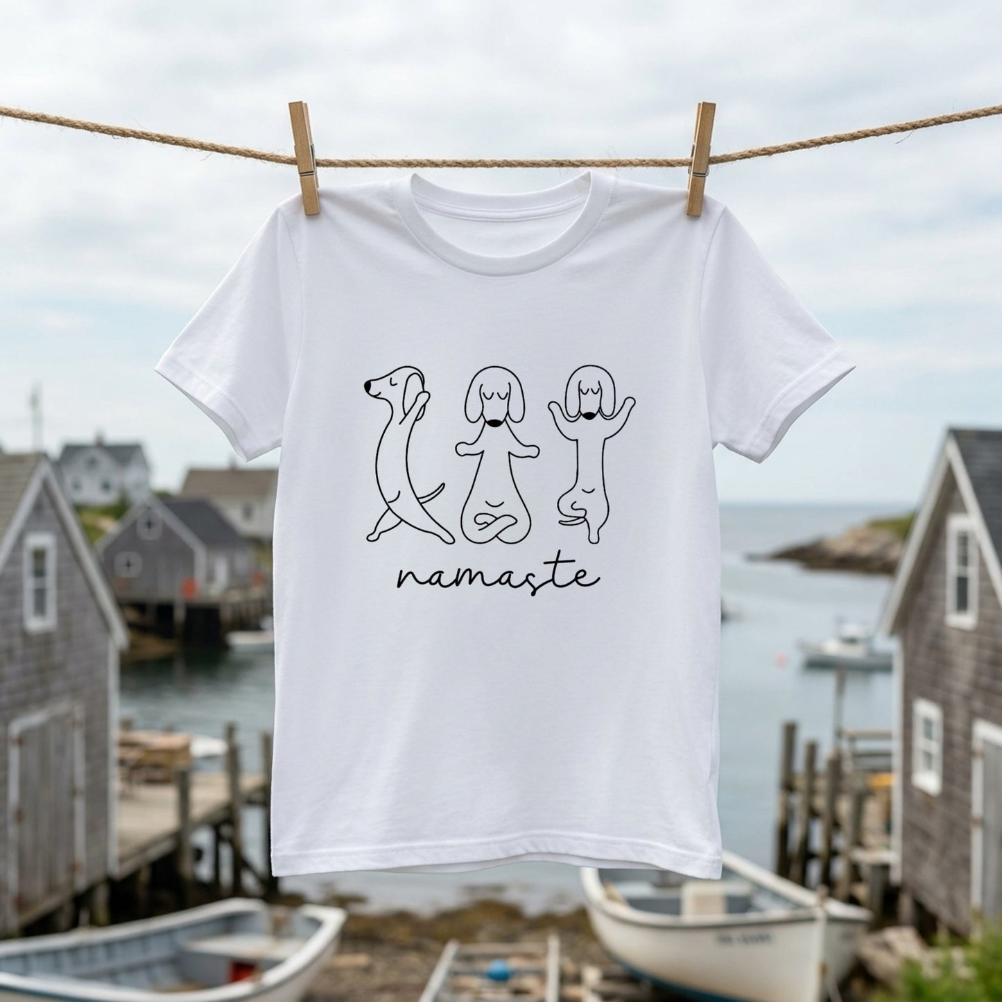 Namaste ダックスフンド ヨガ Tシャツ ｜ 犬好き・愛犬・ヨガ・イラスト・かわいいに人気