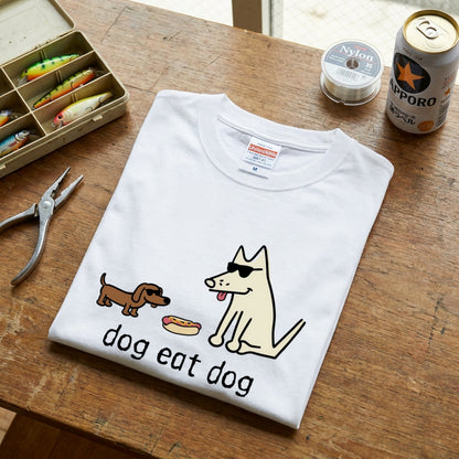 面白い 犬 Tシャツ dog eat dog ダックスフンド かわいい シュール イラスト 犬好き ギフト 人気
