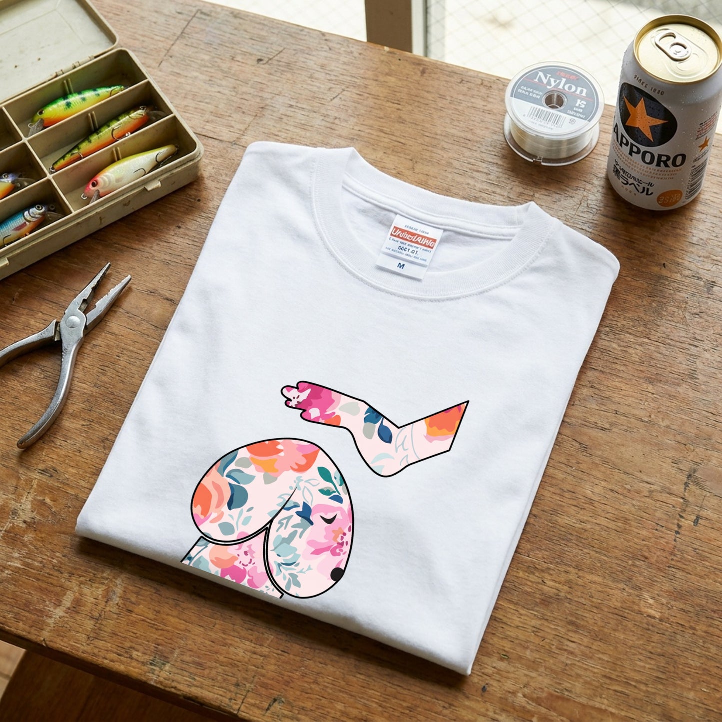 FLOWER DOG ART | おしゃれ 犬 イラスト ボタニカル柄 Tシャツ【愛犬家・アウトドア・イベント・ギフトに最適】