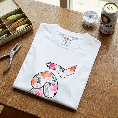 FLOWER DOG ART | おしゃれ 犬 イラスト ボタニカル柄 Tシャツ【愛犬家・アウトドア・イベント・ギフトに最適】