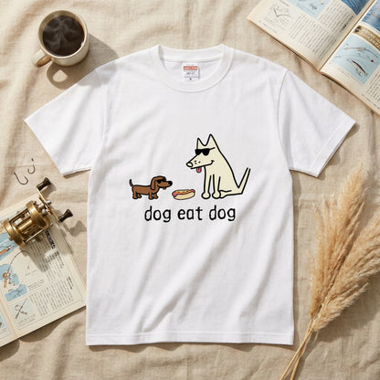 面白い 犬 Tシャツ dog eat dog ダックスフンド かわいい シュール イラスト 犬好き ギフト 人気