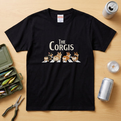 THE CORGIS | コーギー 横断歩道 ゆるかわパロディTシャツ【犬好き・愛犬家・ギフトに最適】