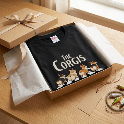 THE CORGIS | コーギー 横断歩道 ゆるかわパロディTシャツ【犬好き・愛犬家・ギフトに最適】