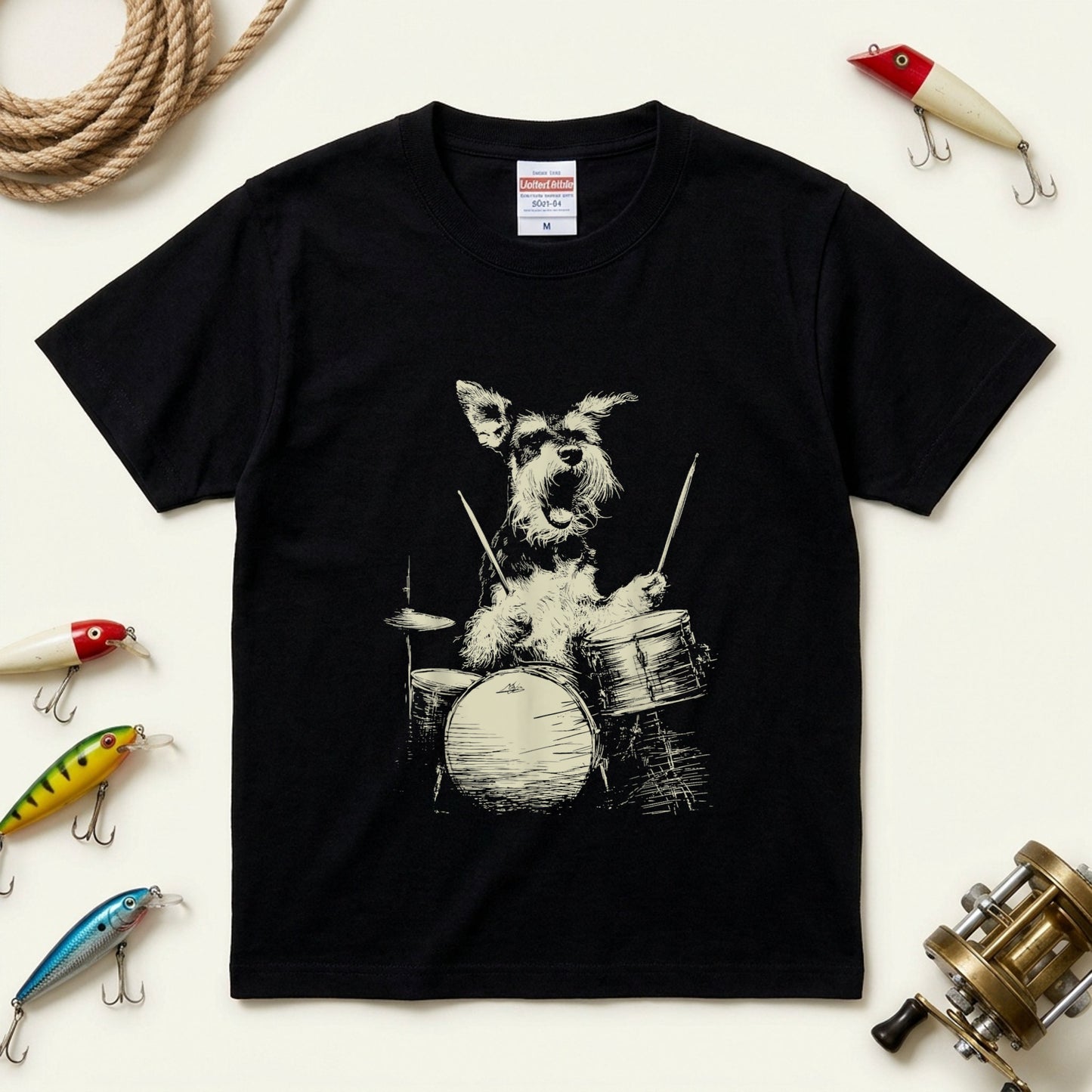 シュナウザー ドラム Tシャツ｜愛犬・音楽好き・ロック・イラスト・かっこいいに人気