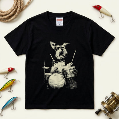シュナウザー ドラム Tシャツ｜愛犬・音楽好き・ロック・イラスト・かっこいいに人気