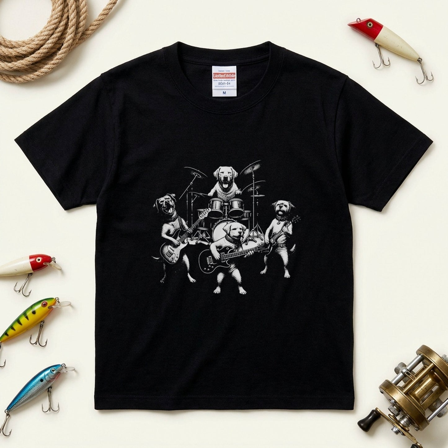ロック犬 バンド 音楽 Tシャツ ｜ 犬好き・愛犬・ロック・イラスト・かっこいいに人気