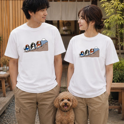 狆 キャバリア 登山 犬 ハイキング アウトドア Tシャツ ｜フロントプリント