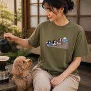 狆 キャバリア 登山 犬 ハイキング アウトドア Tシャツ ｜フロントプリント
