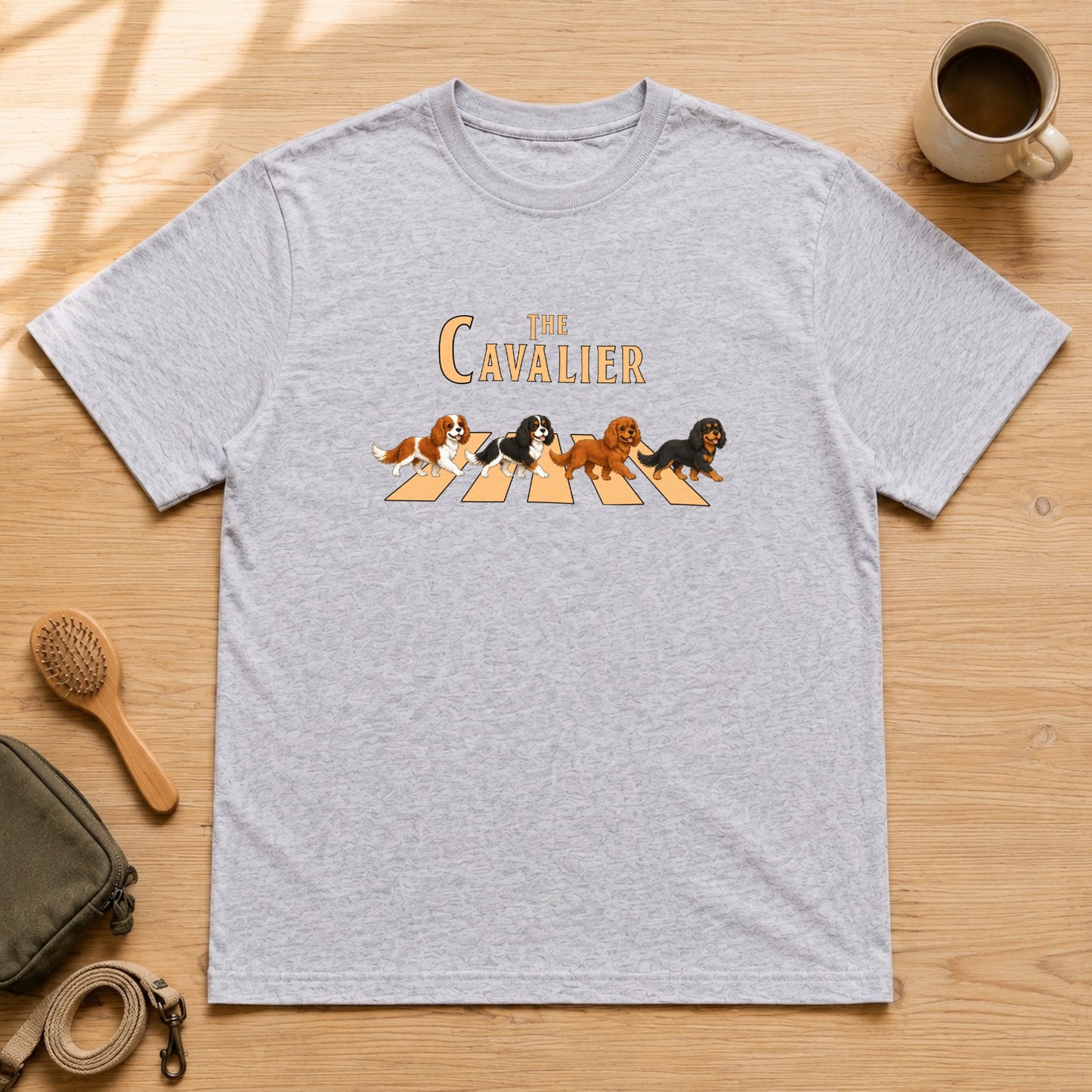 THE CAVALIER | キャバリア 横断歩道 お散歩 面白Tシャツ【犬好き・ギフトに最適】