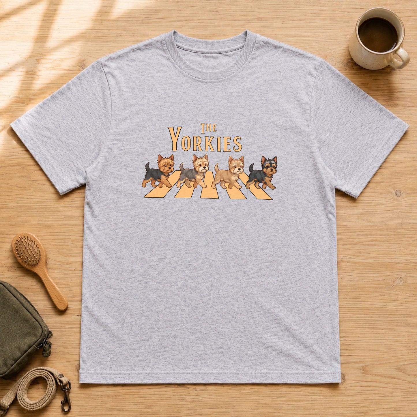 THE YORKIES | ヨークシャーテリア 横断歩道 お散歩 面白Tシャツ【犬好き・ギフトに最適】
