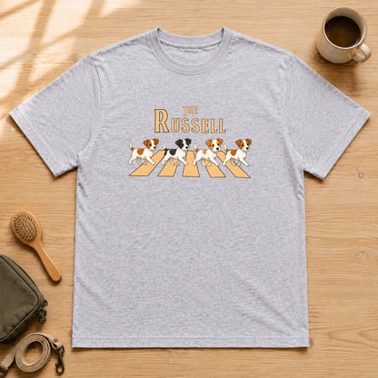 THE RUSSELL | ジャックラッセルテリア 横断歩道 お散歩 面白Tシャツ【犬好き・ギフトに最適】