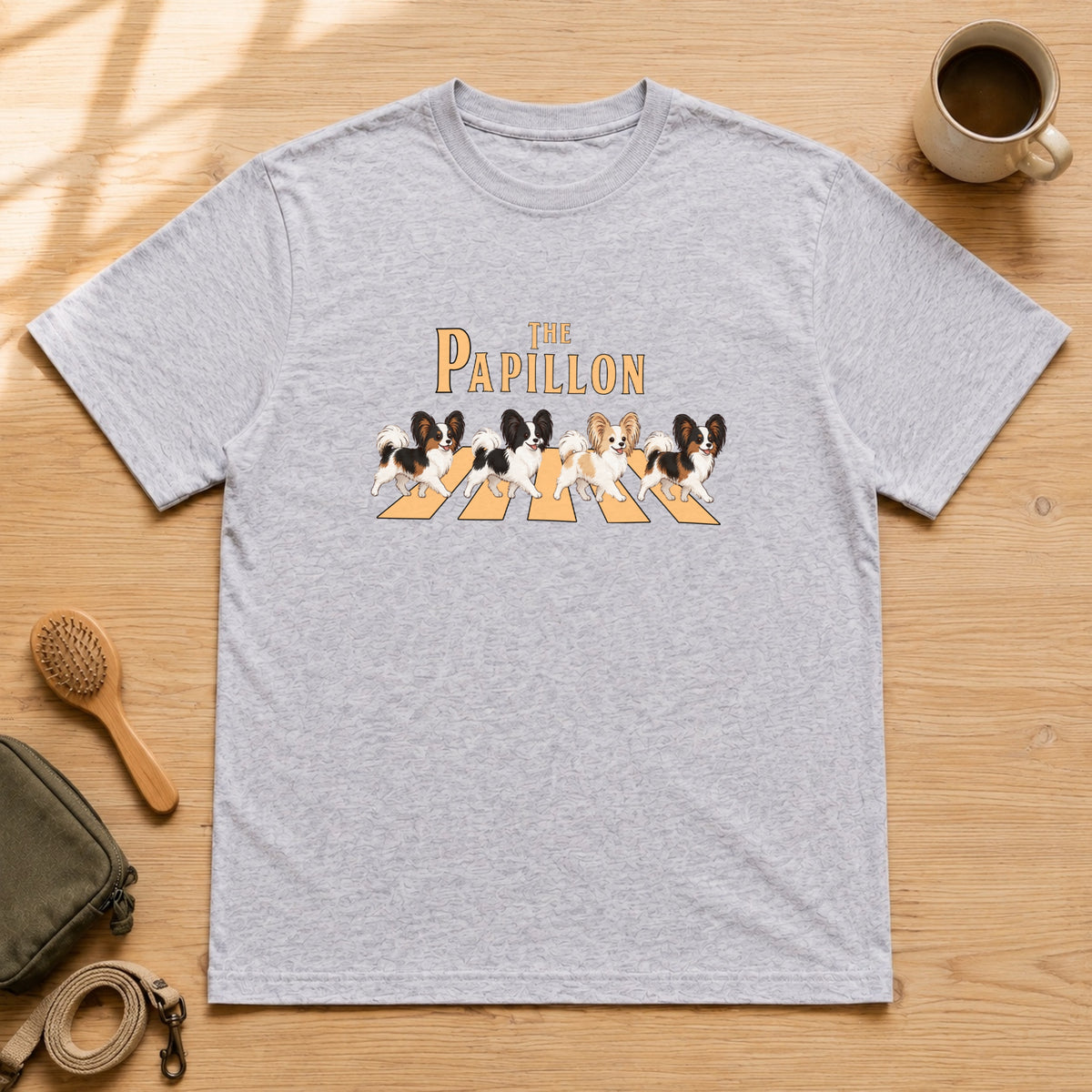 THE PAPILLON | パピヨン 横断歩道 お散歩 面白Tシャツ【犬好き・ギフトに最適】