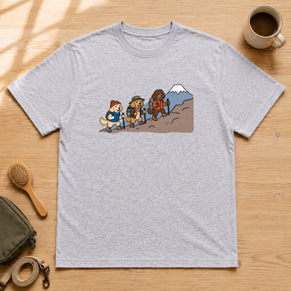 トイプードル 登山 犬 富士山 ハイキング アウトドア Tシャツ ｜フロントプリント