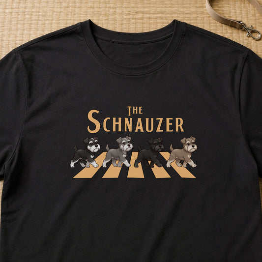 THE SCHNAUZER | ミニチュアシュナウザー 横断歩道 お散歩 面白Tシャツ【犬好き・ギフトに最適】