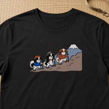 狆 キャバリア 登山 犬 ハイキング アウトドア Tシャツ ｜フロントプリント