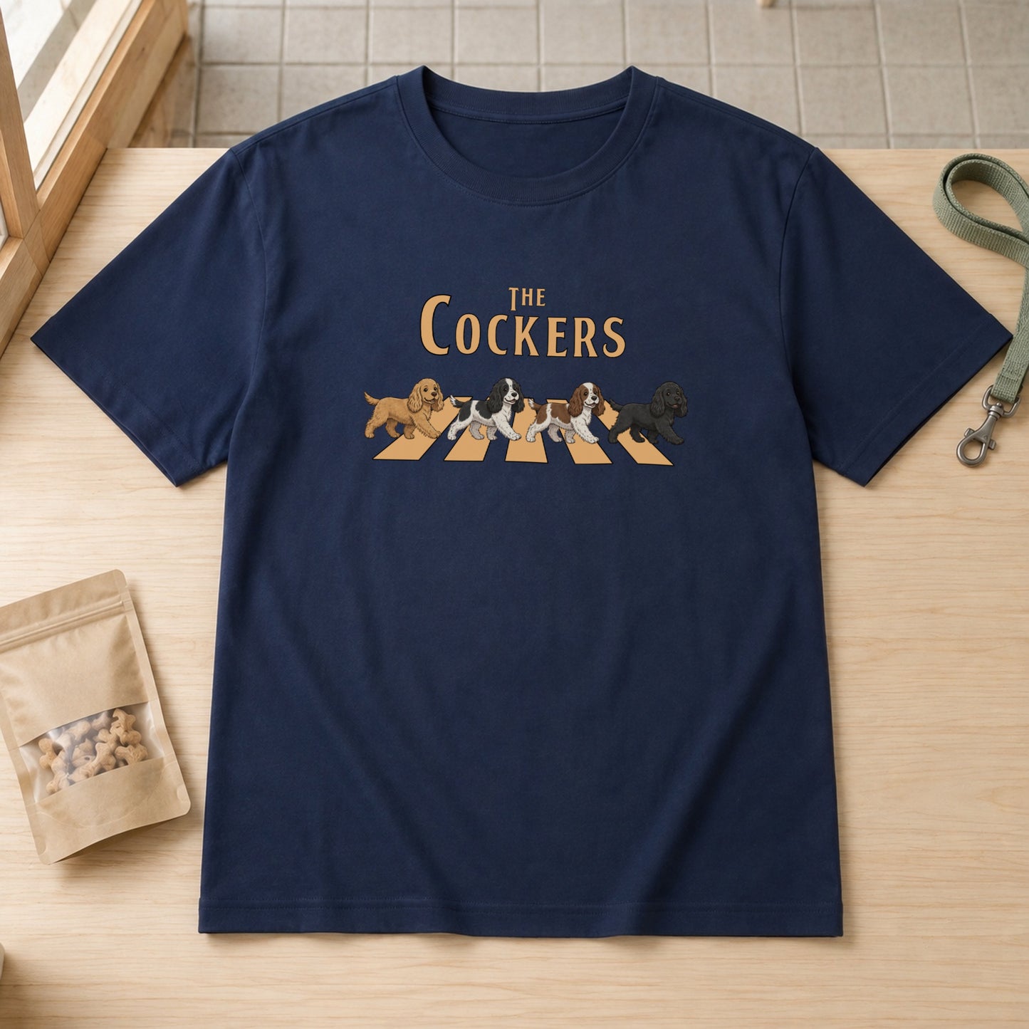 THE COCKERS | コッカースパニエル 横断歩道 お散歩 面白Tシャツ【犬好き・ギフトに最適】