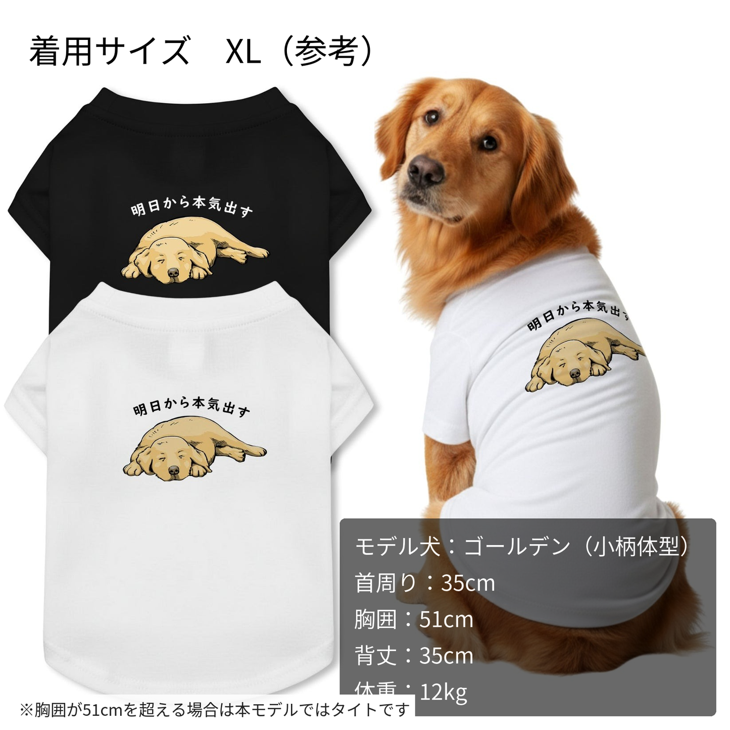 【犬種選べる・名前入れ可能】明日から本気だす 犬用Tシャツ 犬服｜綿100%・小型～中型犬