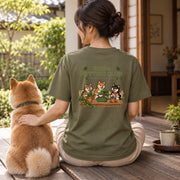 Shiba Potting Club Tiny Paws 柴犬 盆栽 観葉植物 植え替え Tシャツ｜バックプリント