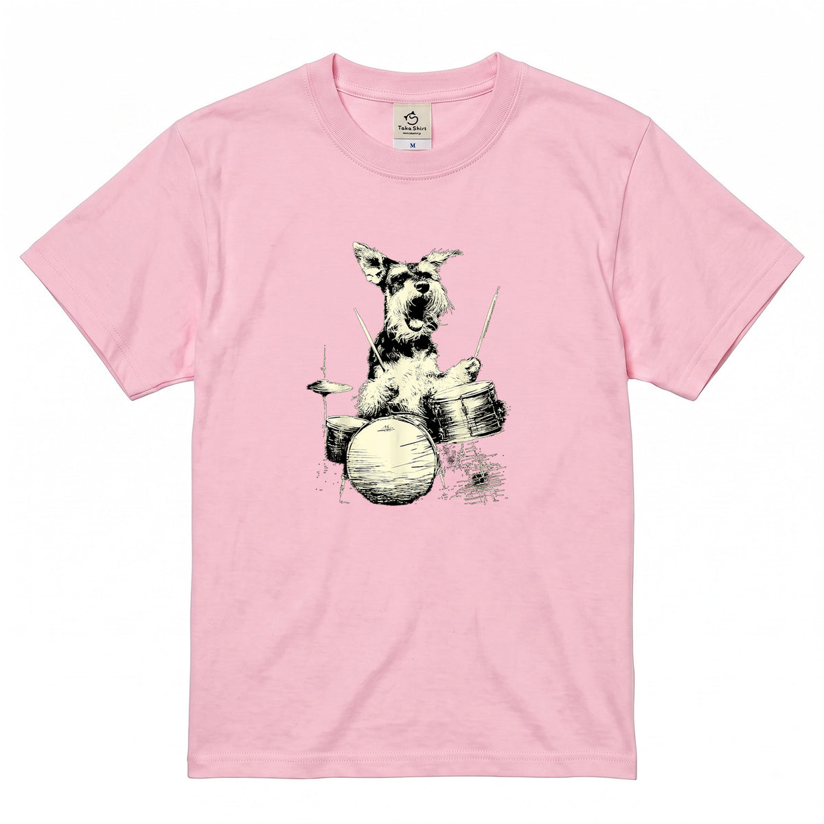 シュナウザー ドラム Tシャツ｜愛犬・音楽好き・ロック・イラスト・かっこいいに人気