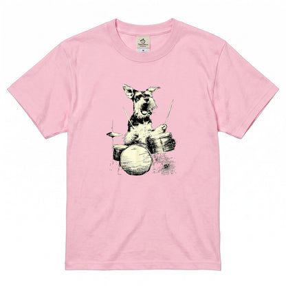 シュナウザー ドラム Tシャツ｜愛犬・音楽好き・ロック・イラスト・かっこいいに人気