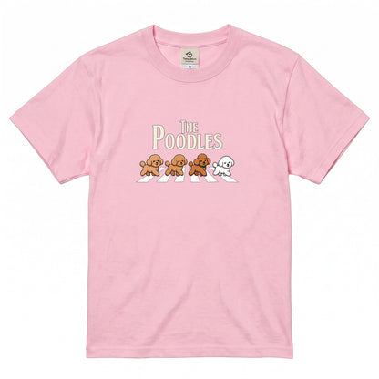 THE POODLES | プードル 横断歩道 ゆるかわパロディTシャツ【犬好き・犬服お揃い・ギフトに最適】