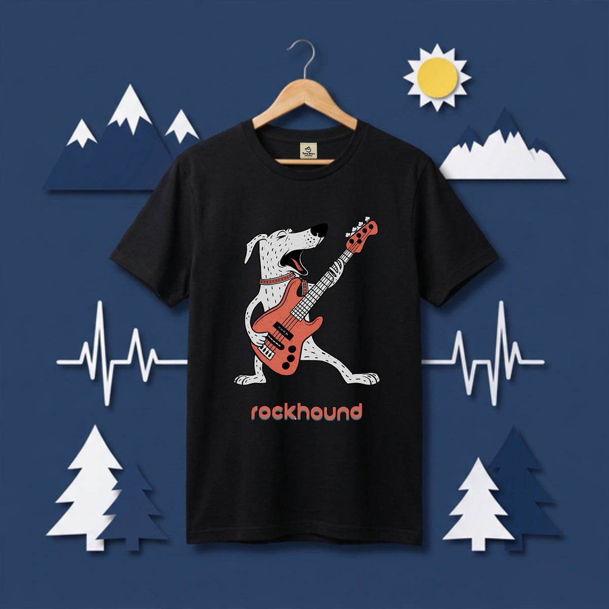 ロック ハウンド 犬 Tシャツ ギター 犬好き ロック 音楽 かわいい おしゃれ 面白い ギフト 人気