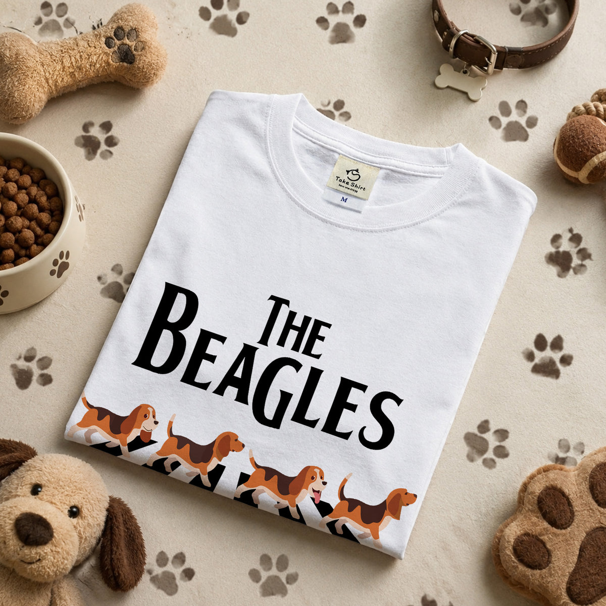 BEAGLES ビーグル犬 横断歩道グラフィック Tシャツ | アウトドア・キャンプ・愛犬とお出かけTシャツ