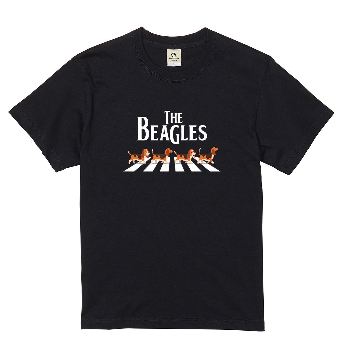BEAGLES ビーグル犬 横断歩道グラフィック Tシャツ | アウトドア・キャンプ・愛犬とお出かけTシャツ