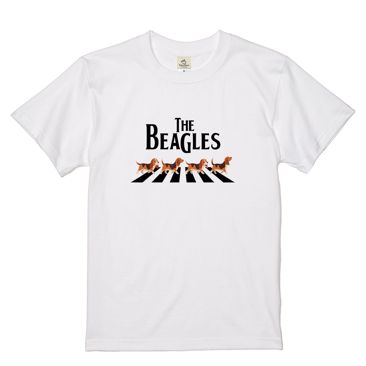 BEAGLES ビーグル犬 横断歩道グラフィック Tシャツ | アウトドア・キャンプ・愛犬とお出かけTシャツ