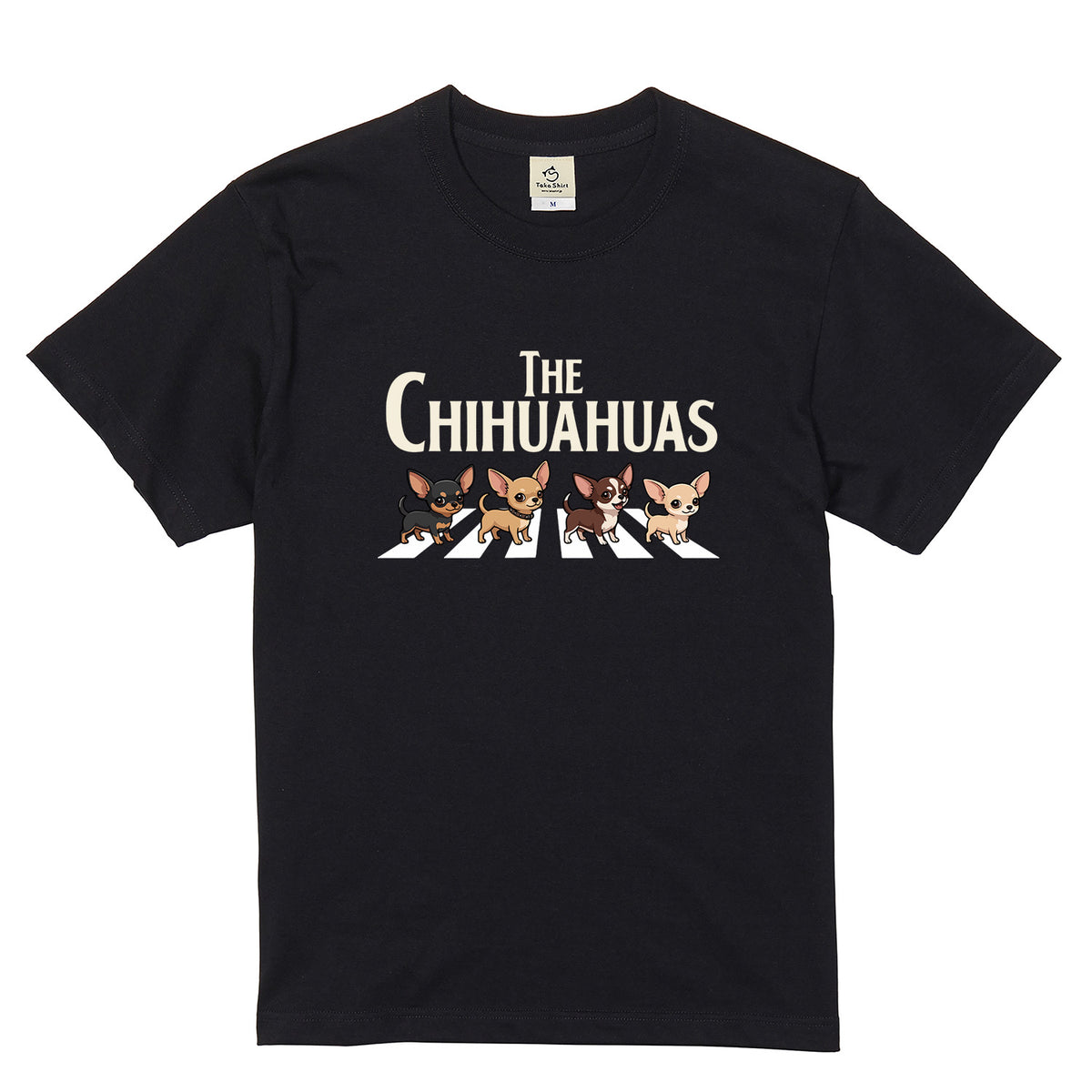 THE CHIHUAHUAS | チワワ 横断歩道 ゆるかわパロディTシャツ【犬好き・愛犬家・ギフトに最適】