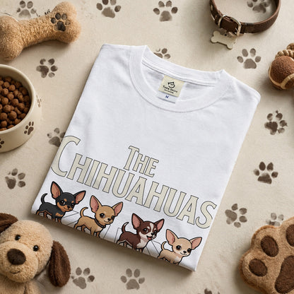 THE CHIHUAHUAS | チワワ 横断歩道 ゆるかわパロディTシャツ【犬好き・愛犬家・ギフトに最適】