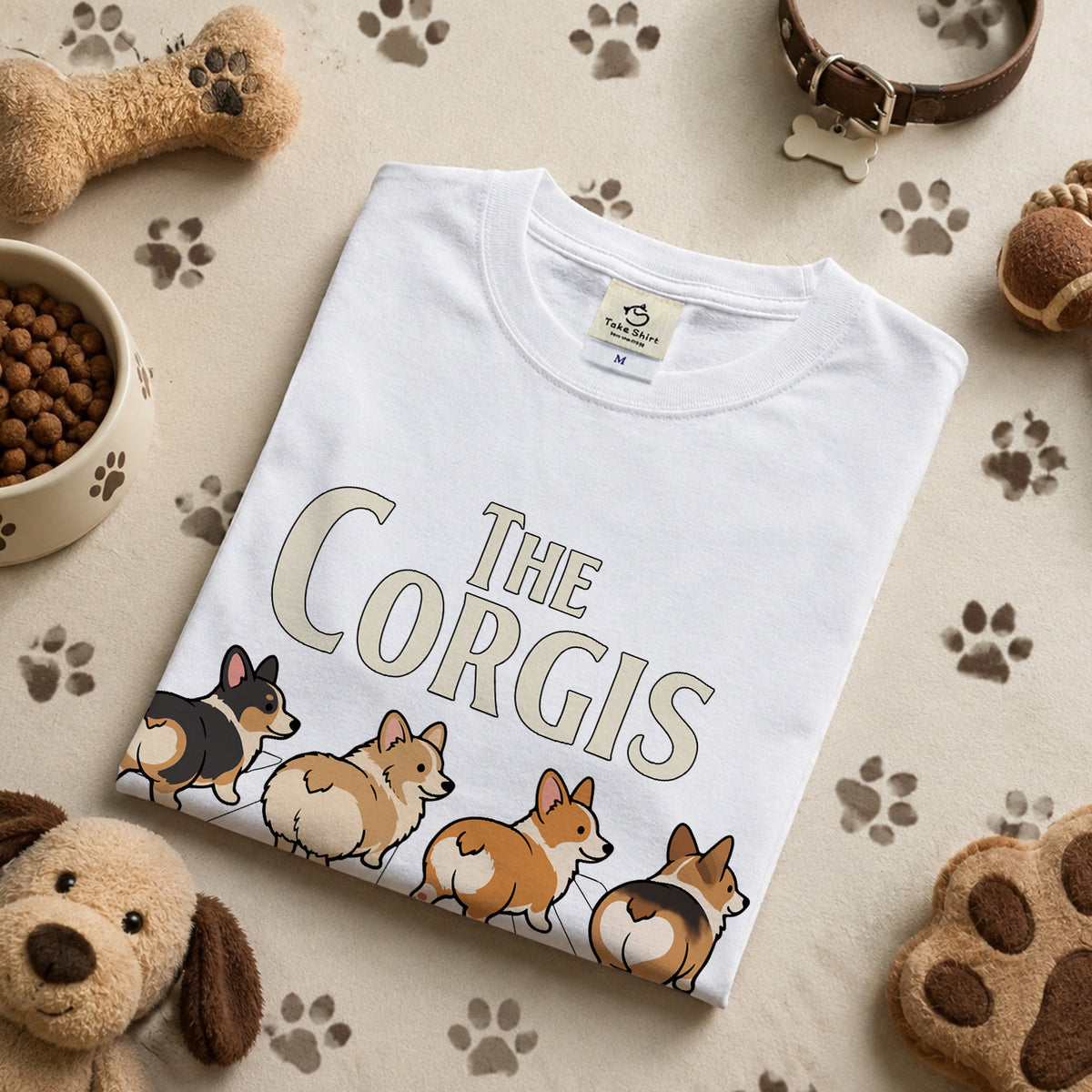 THE CORGIS | コーギー 横断歩道 ゆるかわパロディTシャツ【犬好き・愛犬家・ギフトに最適】