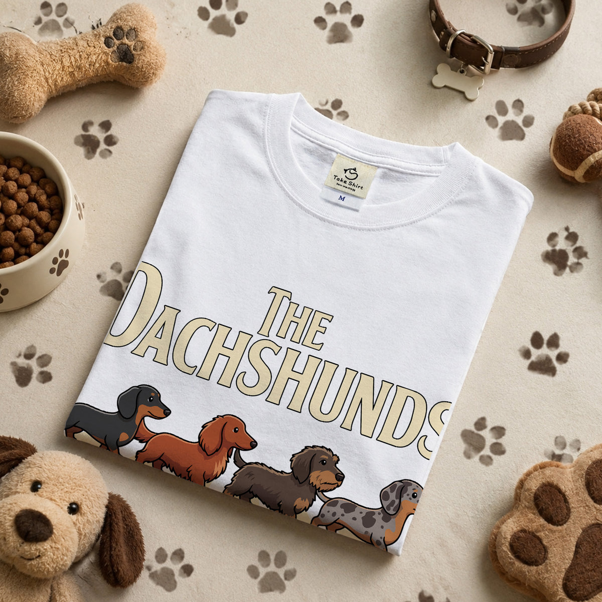 THE DACHSHUNDS | ミニチュアダックス 横断歩道 ゆるかわパロディTシャツ【犬好き・愛犬家・ギフトに最適】